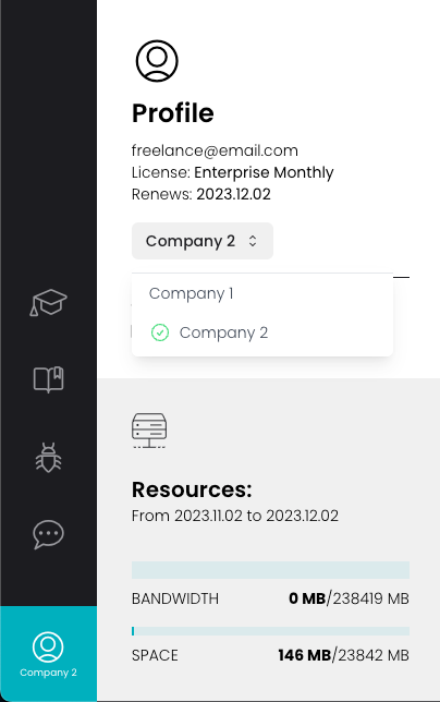 Multi user management - Multi company switch