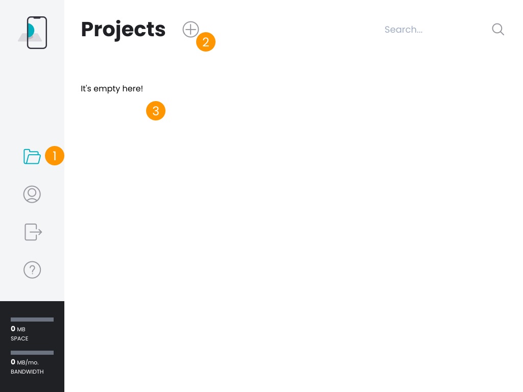 Empty projects page