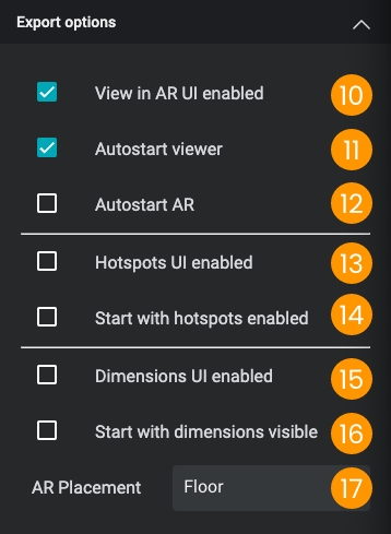 Opzioni di hotspot e dimensioni fisiche per il Visualizzatore Universale