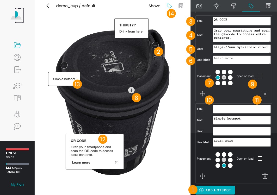 Hotspots and label tab