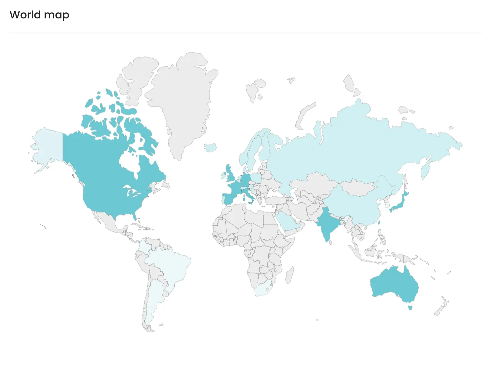 My AR Studio Analytics: visits per country, World map