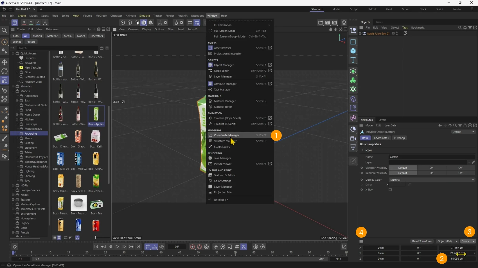 Use the Coordinate Manager tool to check and adjust the physical dimenson of your object.