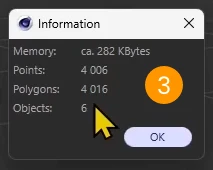 In the Object Infornation window you can see the number of polygons.