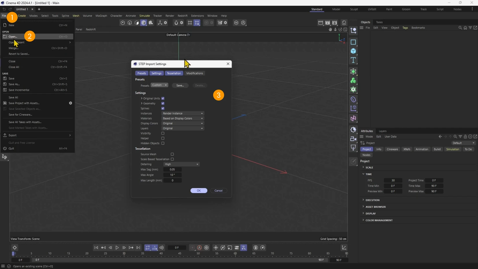 Importazione di un file CAD in Cinema 4D