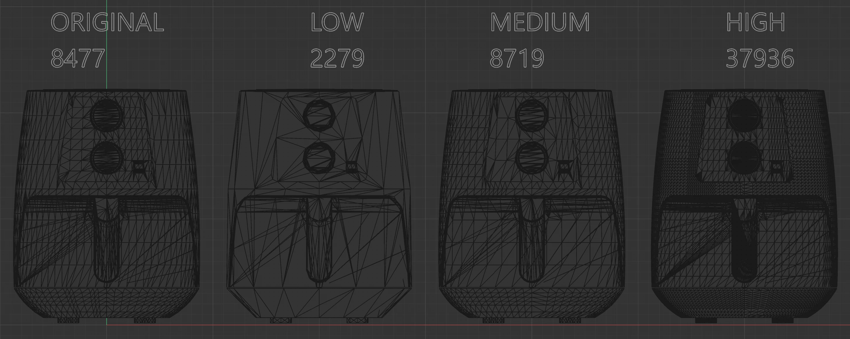 Comparison of Low and High Polygon Counts