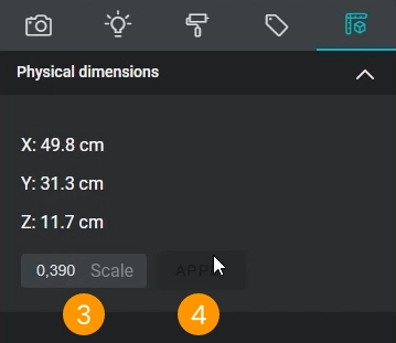 Correct the physical dimensions in My AR Studio for proper AR dimensioning.