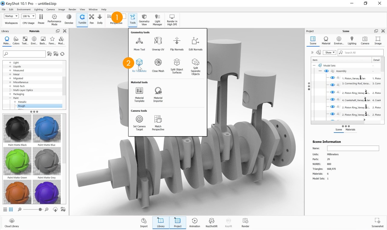 Interfaccia tools e retassellate