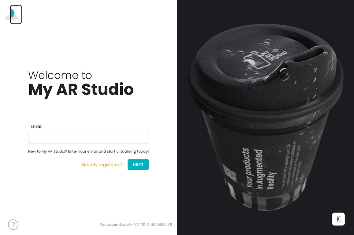 MyARStudio registration page