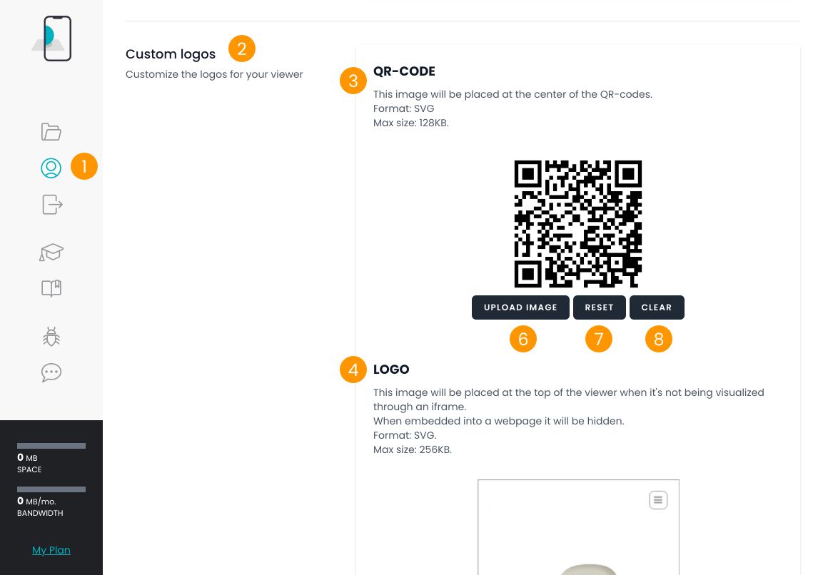 Settings for the custom logos